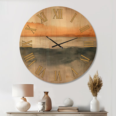 Oversized Seascape Minimalist Wooden Wall Clock – Ayea