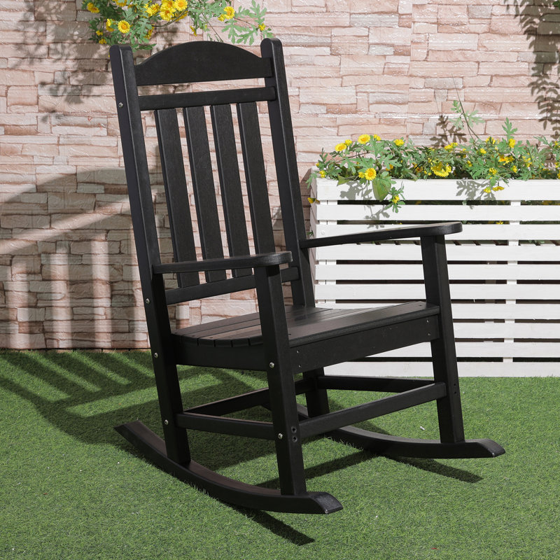 Chaise berçante d'extérieur en plastique Eringate, Noir