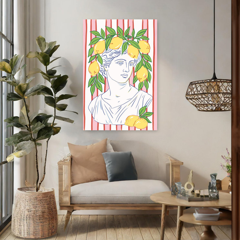 «Vibrant Lemon Bust Elegant Modern Vibrant Fruit Summer», art mural, 48" H x 32" W
