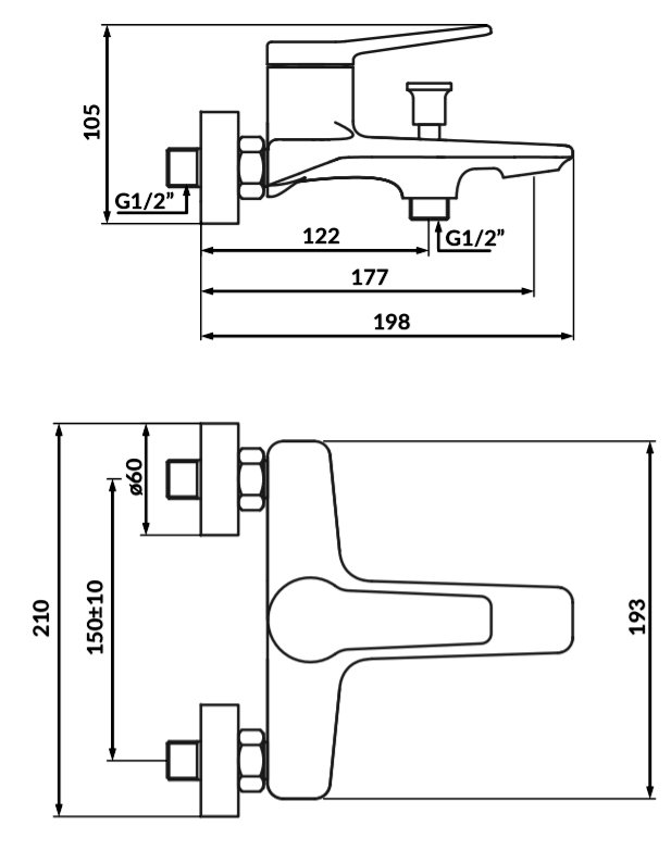 Wall Mounted Bath Shower Mixer