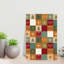 Retro Christmas Squares Abstract Colorful Geometric Christmas Tree Winter Landscape Wall Art Print 1 Piece Wrapped Canvas Wall Art-1912329873