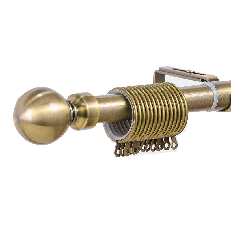 Premium Adjustable Curtain Rod Set (Pack of 2) - 2.5cm Heavy Duty Extendable Curtain Poles with Finials, Rings & Brackets | Matte Black, Chrome, Antique Brass