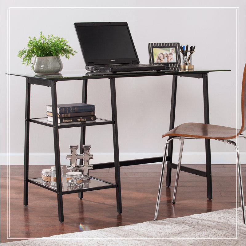 Versatile Metal and Glass Sawhorse Desk for Efficient Workspaces