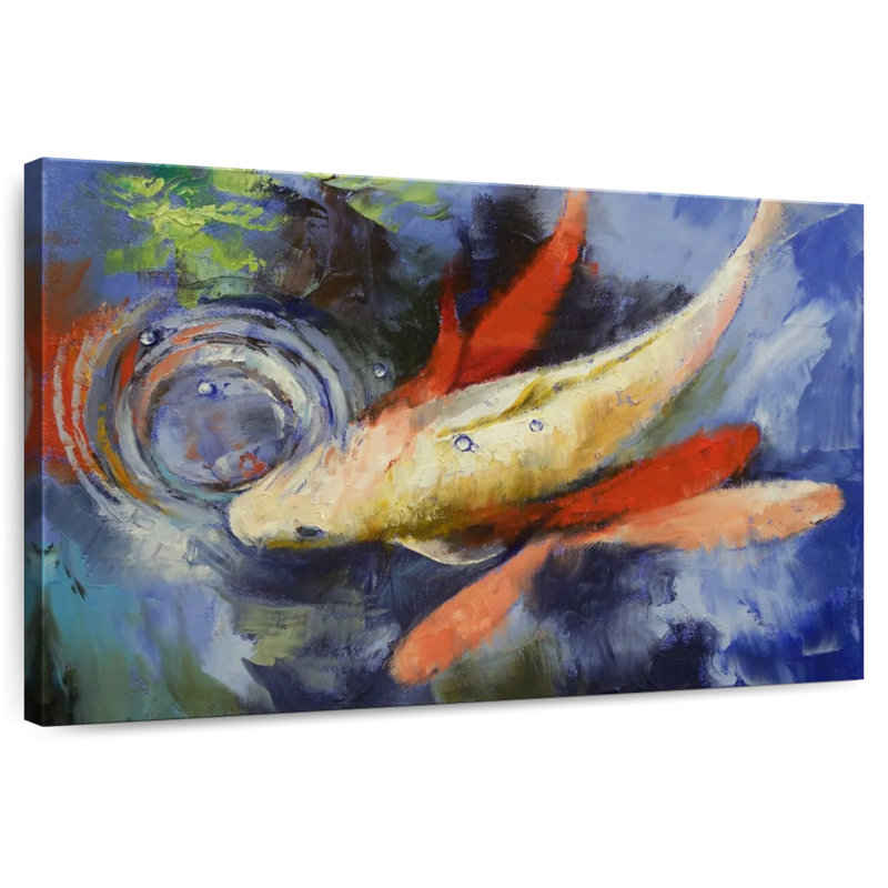 Koi And Water Ripples, 20" H x 30" W