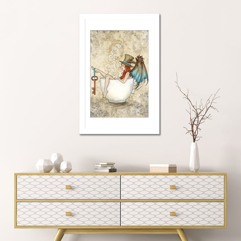 Steam Bath, White Open Corner Framed Paper, White, 24" H x 16" W x 1" D