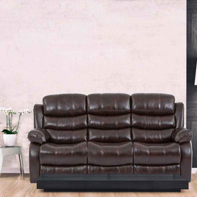 Fauteuil inclinable Fauteuil inclinable Canapé-lit Canapé en cuir Siège de cinéma Fauteuil inclinable manuel pour le salon (trois places, brun)