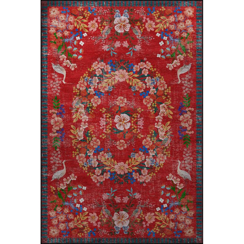Tapis à motif floral multicolore à motif floral multicolore, Tapis de couloir 3 pi 3,37 po x 9 pi 10,11 po