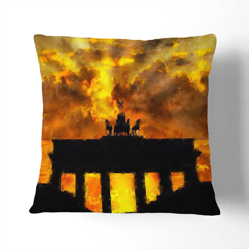 Brandenburg Gate In Berlin Vol.2 Painting Square Throw Cushion, 55cm H x 55cm W x 20cm D