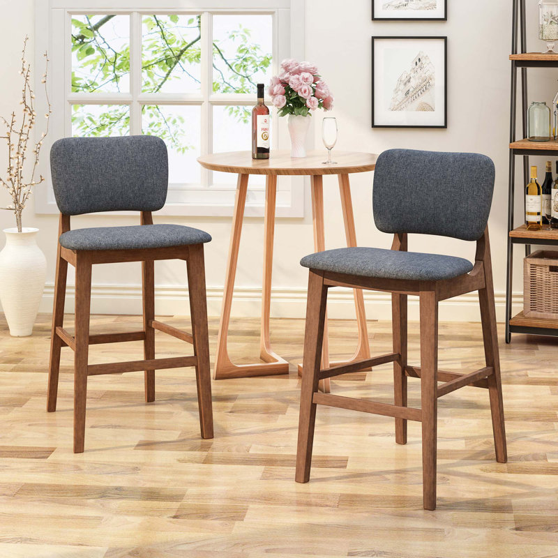 Upholstered Barstool with Fabric Seats,Set of 2,for kitchen,Dining Room, Gray