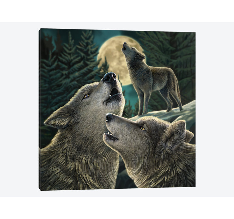 « loup song », impression sur toile, H 26 po x l 26 po x P 1,5 po, Pas de tapis, Toile tendue