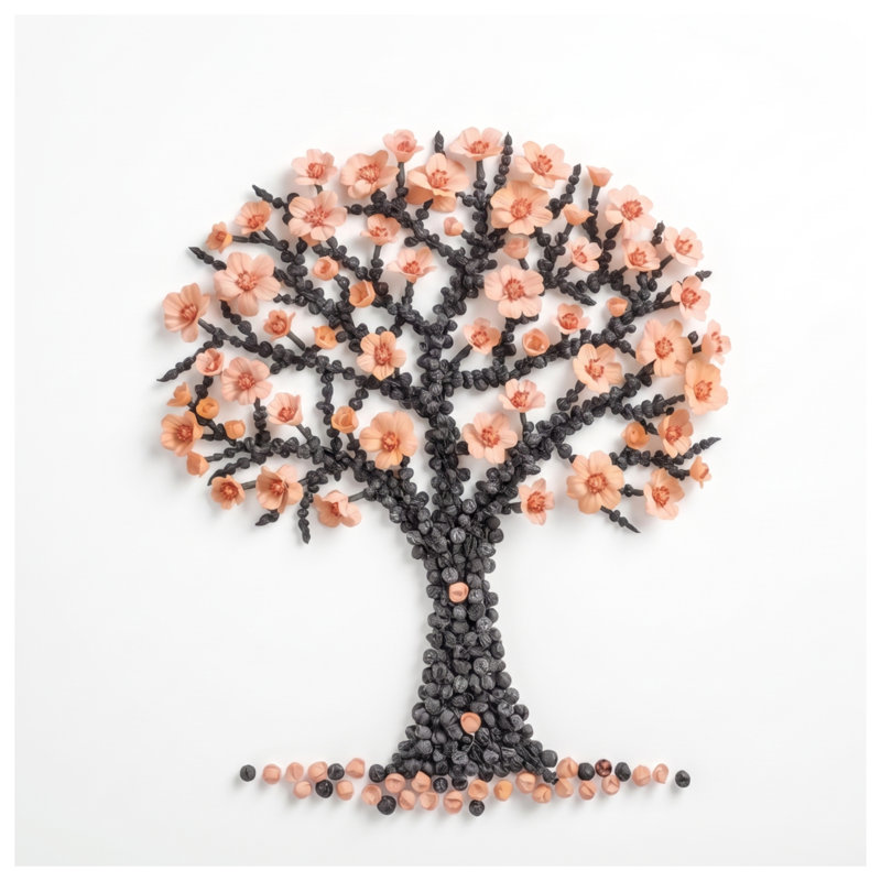 Coussins décoratifs à double face avec motif d'arbre à fleurs, 26 x 26 pouces, Black Light Pink