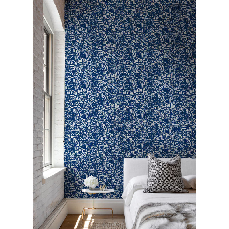 Lomé Plume 10' L x 24" W Wallpaper Roll, Marine, Faux Grasscloth, Non-pasted