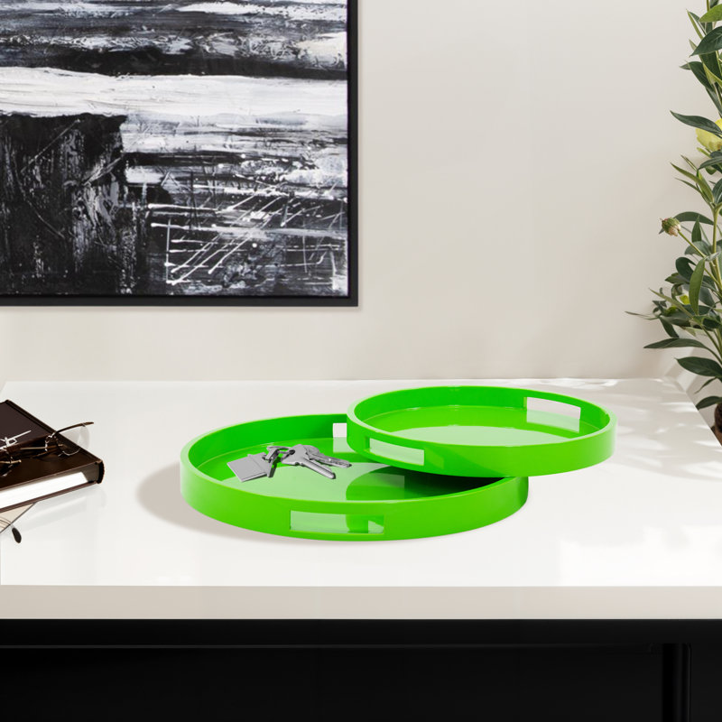 Bharati Wood Tray - Set of 2, Green