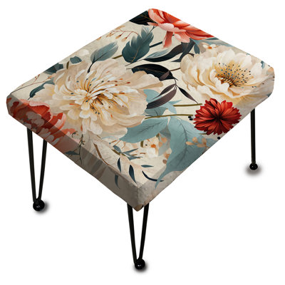 Modern Botanical Soft Color Scenery I - Floral Rectangle Ottoman