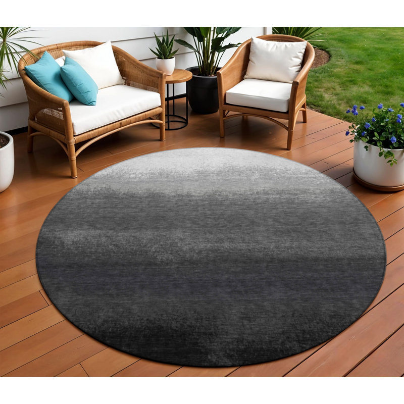 Tapis rond 8 po gris et argent
