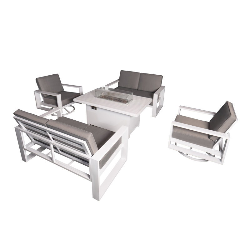 Ensemble repas extérieur pour 6 personnes Makennah, H 25,2 po x L 55,11 po x l 33,46 po
