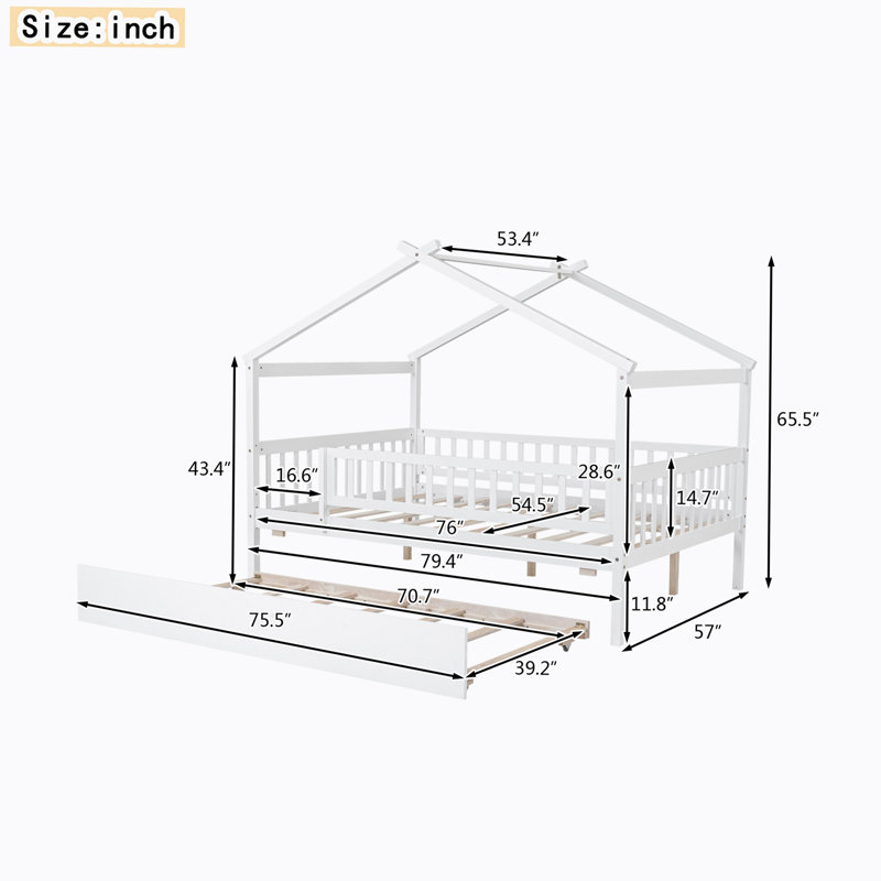Kids with Trundle, Full, White
