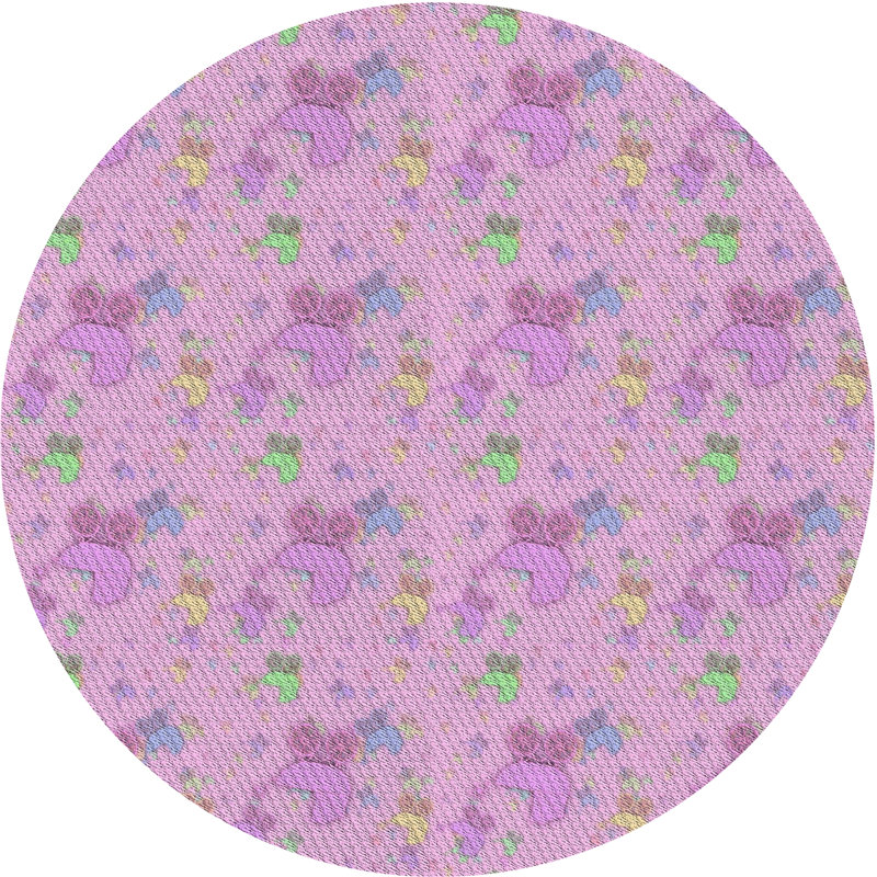 Tapis mauve/vert à motifs, Rond 4 pi
