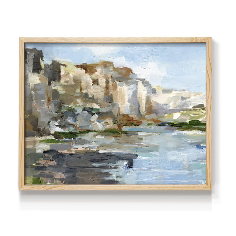Falaises de l'Ouest I - reproduction encadrée - réarmable, H 8 po x l 10 po, Naturel