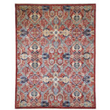 Hand Knotted Wool Area Rug in Red