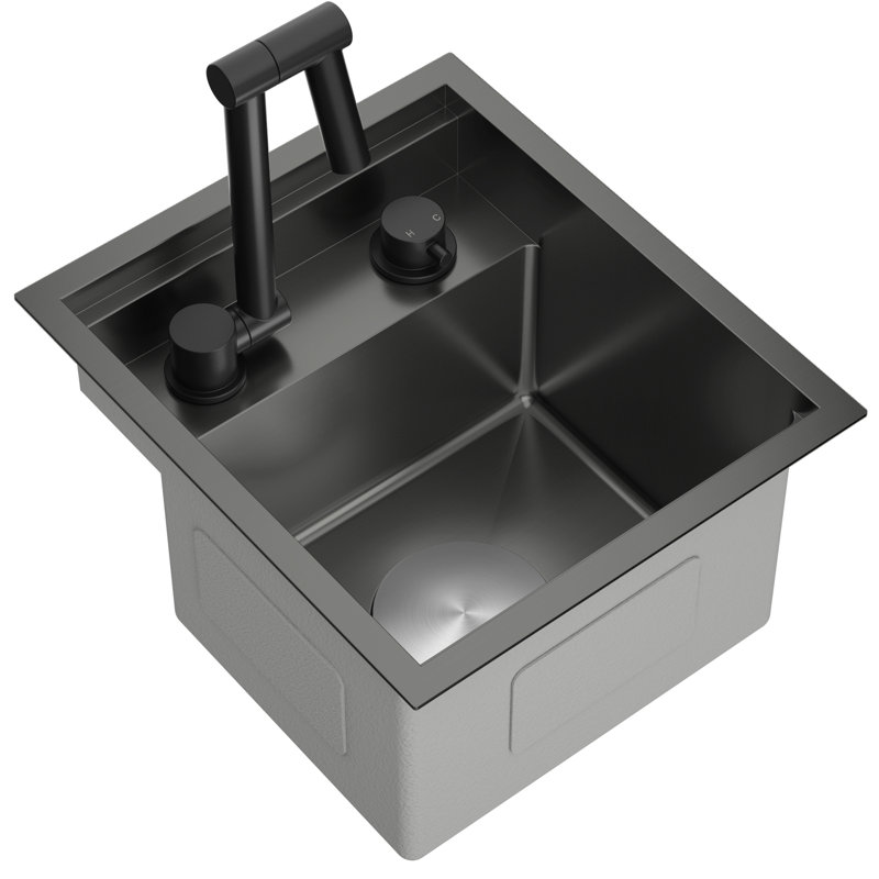 9 L Kitchen Sink Rv Sink With A Foldable Tap Inside, Silver