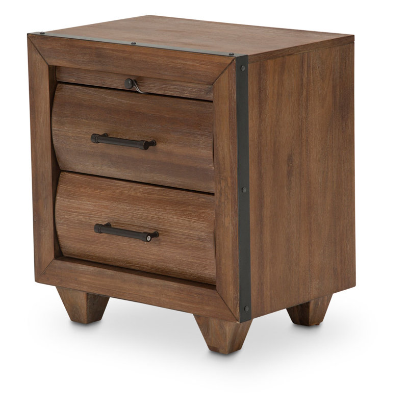 Transitional Brown 2-Drawer Nightstand with Burnt Umber Finish