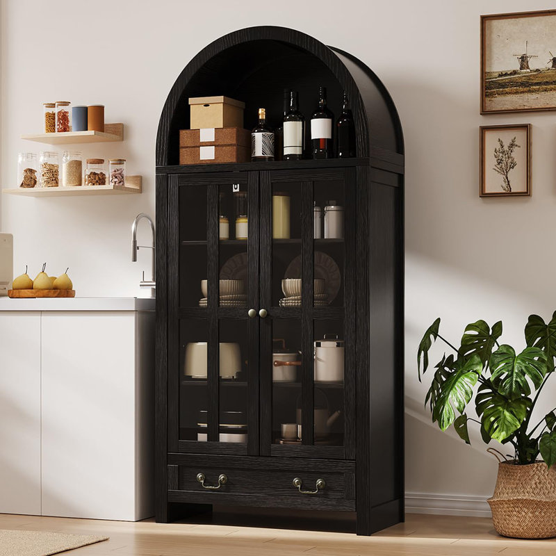 71" Tall Freestanding Pantry Storage Cabinet, Black