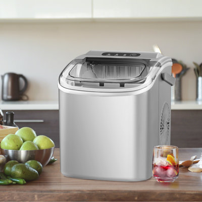 Machine à glaçons de comptoir Havato avec poignée, machines à glaçons autonettoyantes, 26 lb / 24 h, 9 glaçons prêts en 6 minutes pour la maison / cuisine / bar / fête / camping