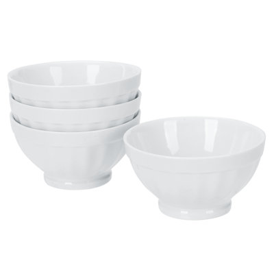 Set Of 4, Fluted Bowls, 8 Oz., White