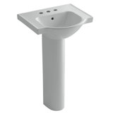 Veer™ Ceramic Pedestal Bathroom Sink with Overflow