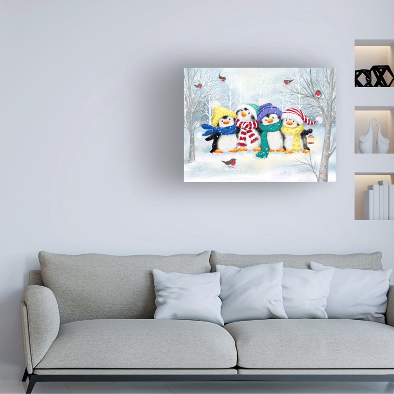 Art sur toile «Bachelor pingouin amis», H 14 po x l 19 po