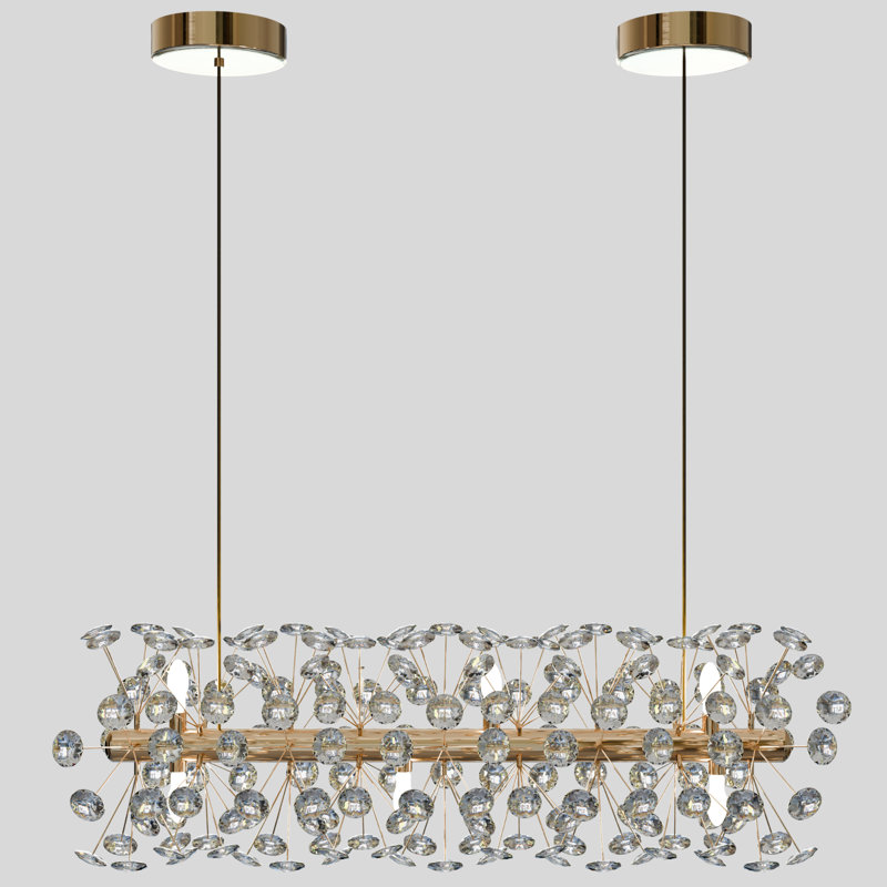 12 - Light Chandelier- Modern Clear Glass Pendant Light – Brass Finish Ceiling Drop Lamp, Retro Loft Bar Hanging Light, LED Hanging Lamp for Living Room & Bedroom