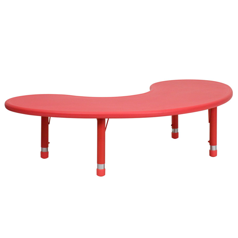 Table d'activité demi-lune en plastique pour enfants, Rouge