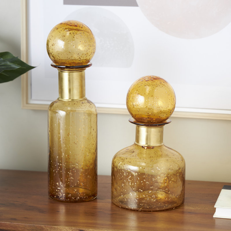 Cole And Grey Glass Speckled Ombre Decorative Jars With Round Orb Tops