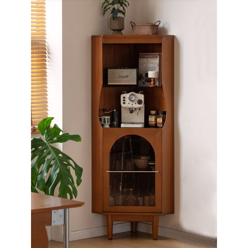 Light Luxury Solid Wood Glass - Door Corner Cabinet