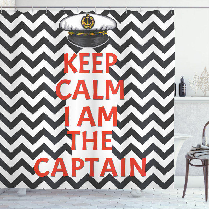 Chevron Shower Curtain with Hooks Included, 75" H x 69" W