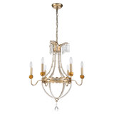 6 Light Empire Gold And Silver Chandelier