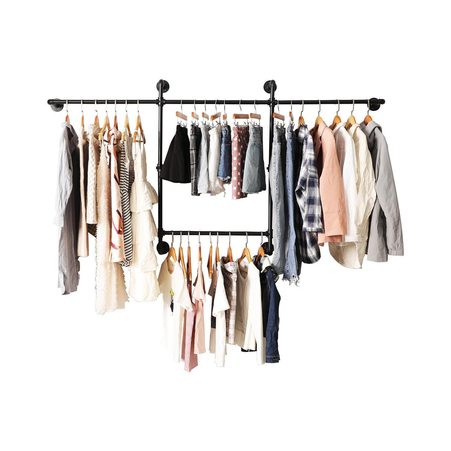 Creative display clothes racks in boutique children's clothing stores,wall  mounted industrial pipe clothes rack system,retail clothing racks :  : Home