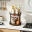 Organisateur de plateau tournant Lazy Susan, étagère à épices rotative à 2 étages de 11,2 pouces, étagère de rangement en bois pour comptoir de cuisine, garde-manger, salle de bain et plateau de table