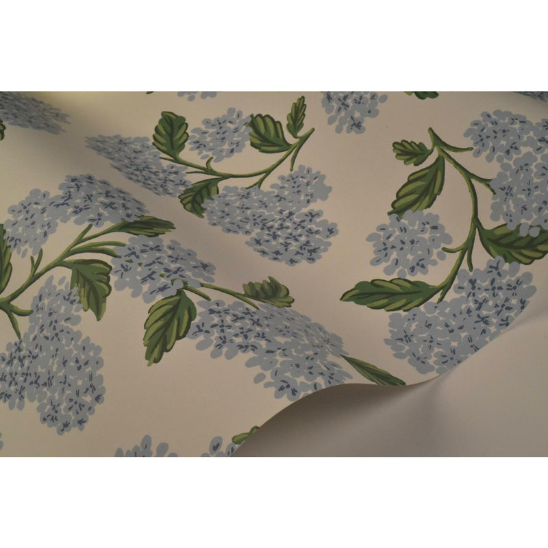 Papier peint 27 'x 27 "Hydrangea, Bleu/blanc