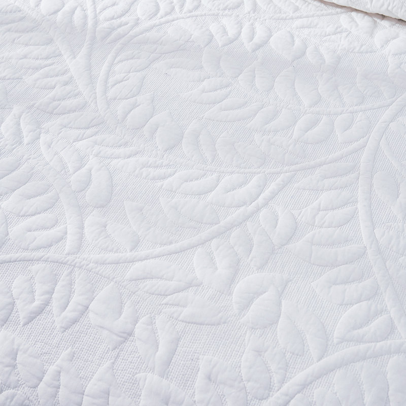 Ensemble de couvre-lit surdimensionné 100% coton 3 pièces MarCielo, Courtepointe très grand et 2 très grandes taies , White
