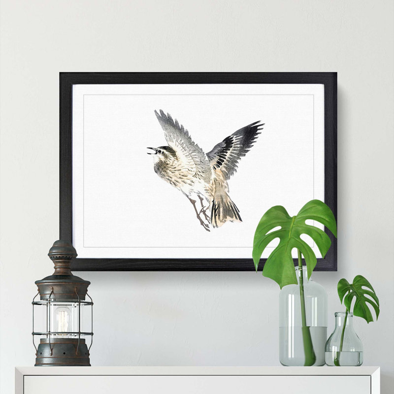 Bird in Flight by Kono Bairei - Framed Print, Black Framed, 24cm H x 33cm W x 2cm D