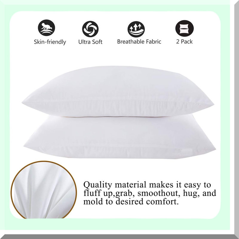 PlushDream Gel Pillow Set - Luxury Hotel Quality Family Pillows for Side and Back Sleeping. Soft, Breathable Polyester Fiber Fill for Ultimate Comfort.