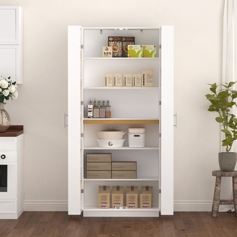 Garde-manger blanc avec portes et tablettes réglables Buffet autoportant pour cuisine, salon et salle à manger