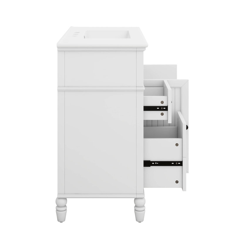 Ensemble de meuble-lavabo simple 36 po avec lavabo en céramique 36 po, armoire de salle de bain avec 2 tiroirs et 2 portes