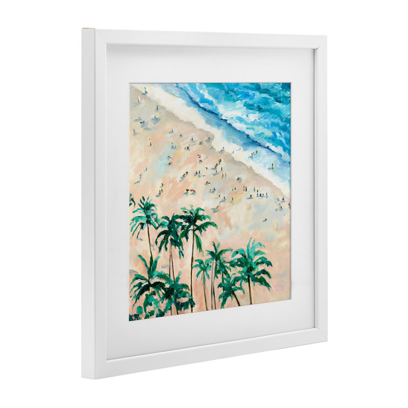 Vue d'ensemble de la plage de Waikiki, reproduction encadrée sous verre, conception de Meredith Howse, H 13 po x l 13 po