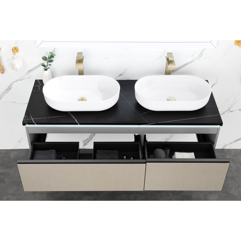 Lavabo de salle de bain blanc de 24 po x 14 po pour le lavabo - Matériau d'installation au-dessus du comptoir à l'impact et à la décoloration Finition délicate de 24 po Rectangle à griffer lisse