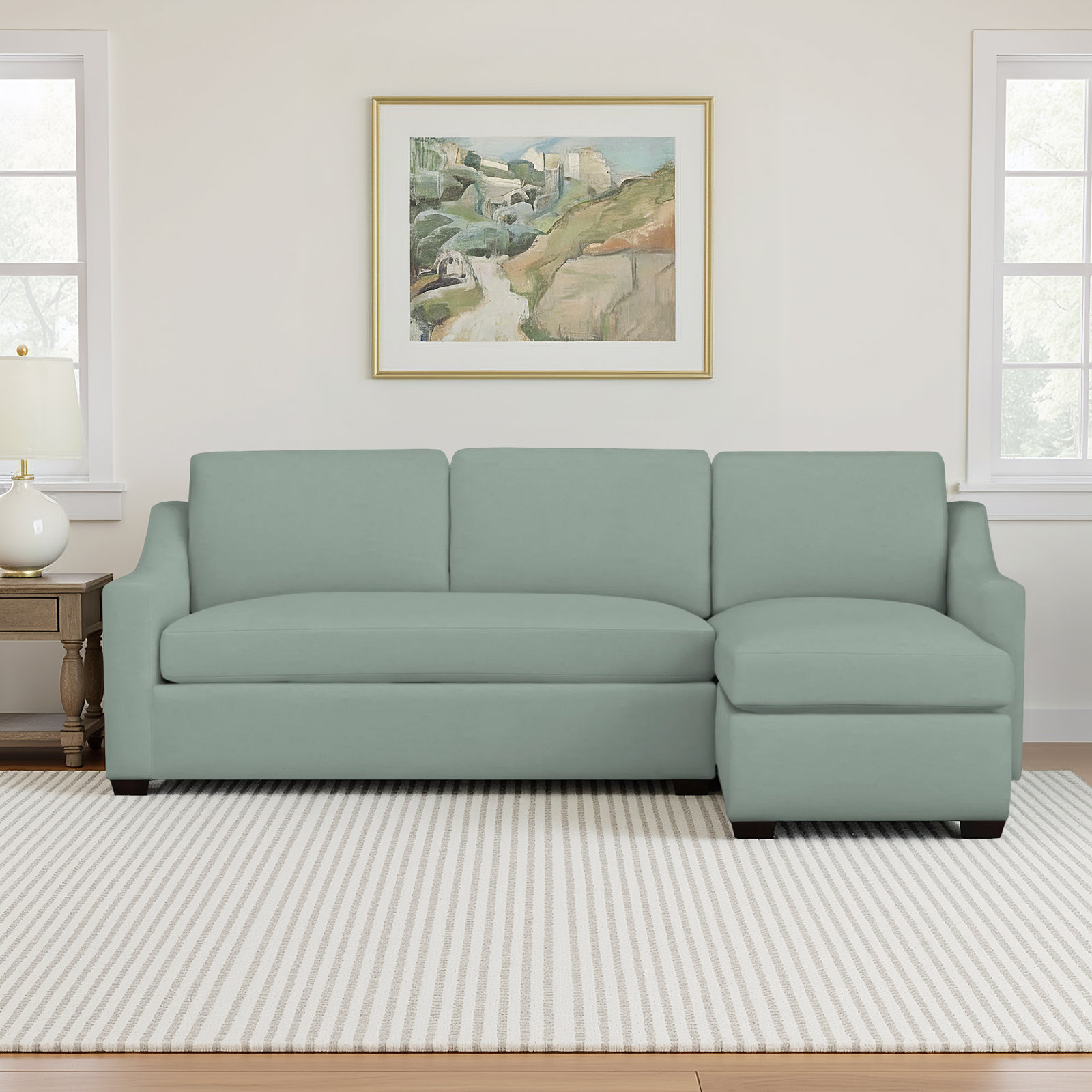 Cranbrook Upholstered Chaise L-Sectional, Right Hand Facing, Bayou Spray Canvas