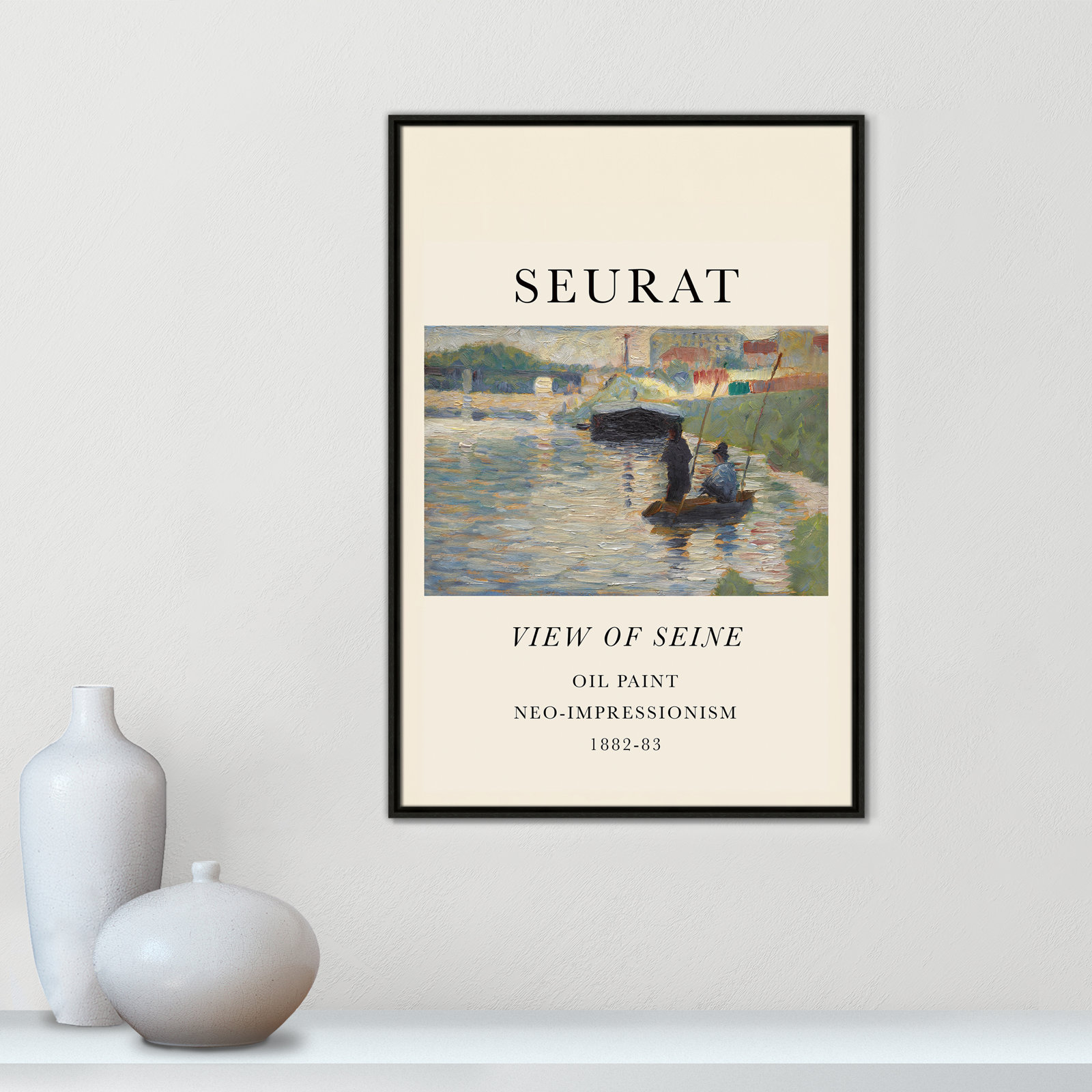 Old Masters Collection "View of Seine" Print, Espresso Floater Frame, No, 37.5" H x 25.5" W x 2" D