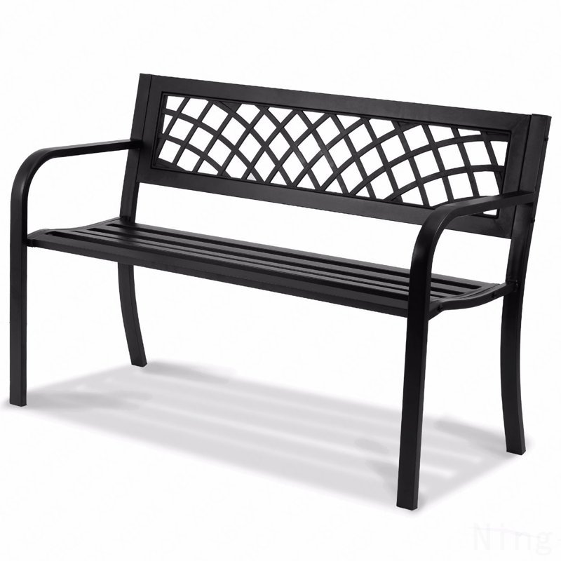 Outdoor Bench,46 Inches Metal Garden Bench For Outdoors, 480 Lbs Load Capacity Bench,  Outdoor Garden Park Bench With Backrest And Armrests, Patio Bench For Garden, Park, Yard, Front Porch